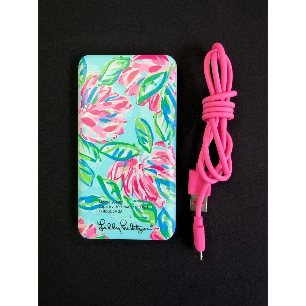 Lilly Pulitzer Portable Power Bank 3000mAh Floral Battery Charger Pink Blue